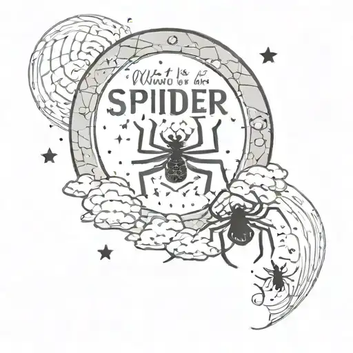 text "what is normal for the spider is chaos for the fly" surrounded by moon, clouds and stars tattoo design idea