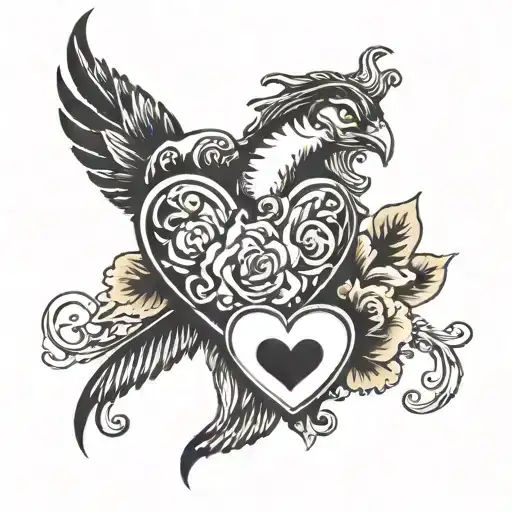K heart surrounded tattoo design idea