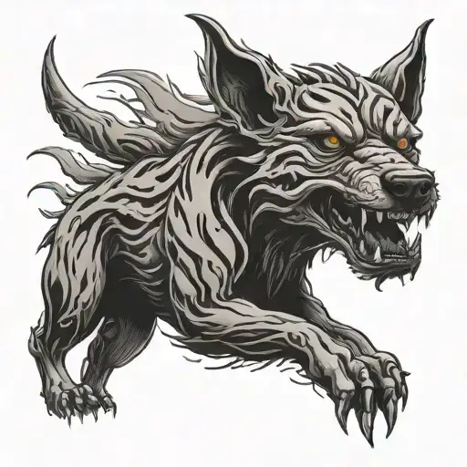 hell hound tattoo design idea