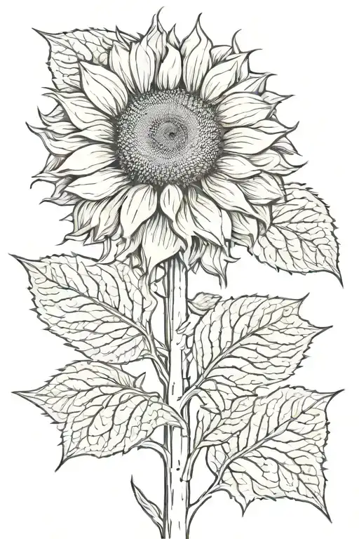 single sunflower and singlw rose across from eachother tattoo design idea