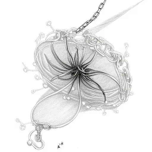 red spider lily with chains and red string of fate around tattoo design idea