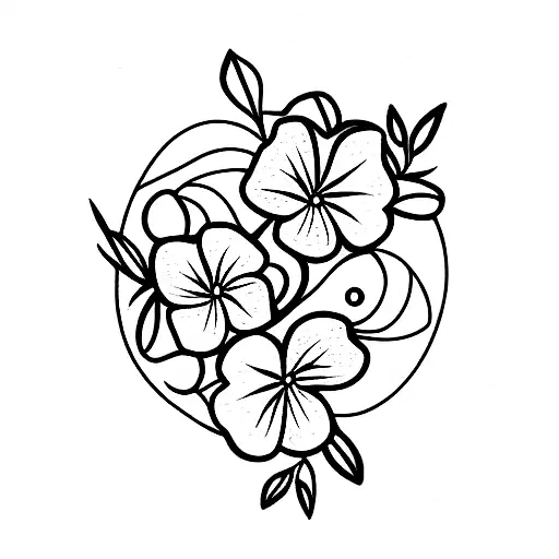 ohana with flowers tattoo design idea
