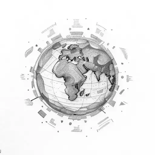 A map of the world formed by coffee beans tattoo design idea