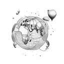 A map of the world formed by coffee beans tattoo design idea