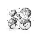 A map of the world formed by coffee beans tattoo design idea