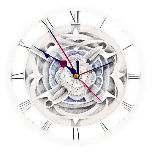  Imagine a blurry, disjointed clock face with no numbers or pointers on its face. The remaining parts of the clock face  tattoo design idea