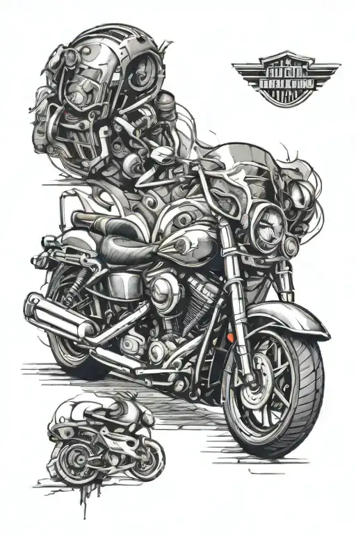 Harley Davidson motorcycle surrounded tattoo design idea