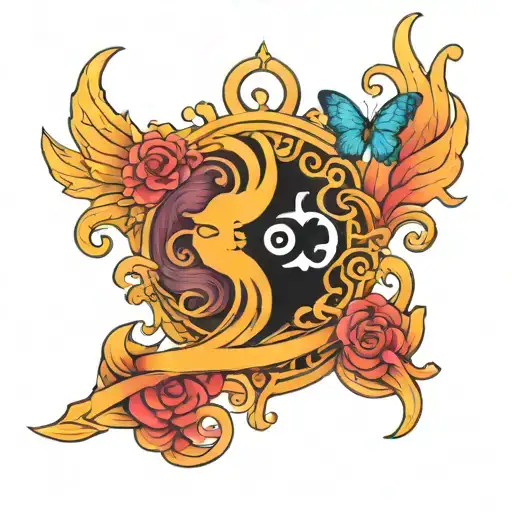 Gemini and Aquarius symbol merging tattoo design idea