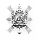 grimoire and d20 tattoo design idea