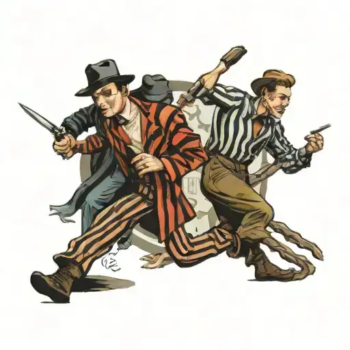 Freddy Krueger chasing Leonardo DiCaprio from Inception  tattoo design idea