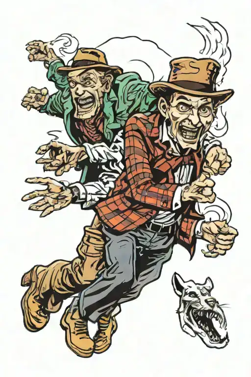 Freddy Krueger chasing Leonardo DiCaprio from Inception  tattoo design idea