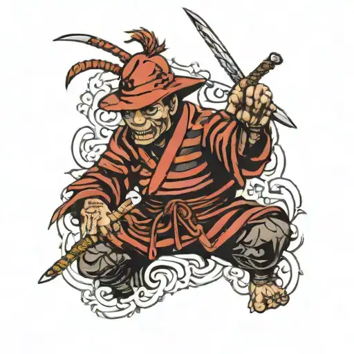 freddy krueger samurai warrior tattoo design idea