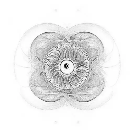 A mesmerizing tattoo of an eye formed by intricate patterns inspired by the ocean, representing the depth and beauty of the soul tattoo design idea