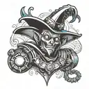 robot court jester tattoo design idea