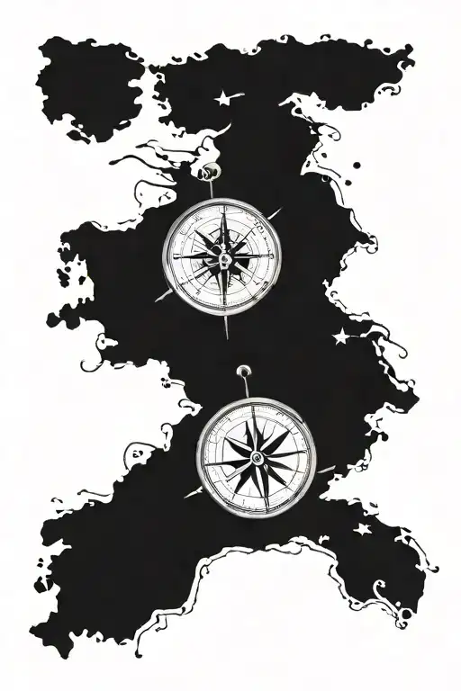 Moral compass tattoo incorporating  the Puerto Rico island ,  tattoo design idea