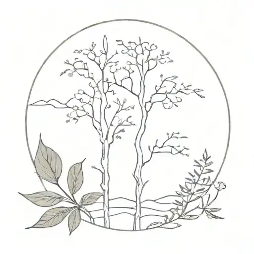 cool minimalist tattoo on spinal cord blending with nature tattoo design idea