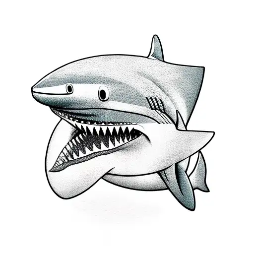 shark eating avocado tattoo design idea