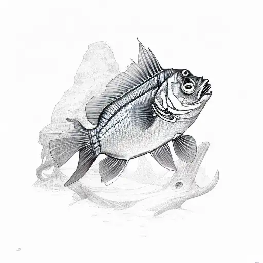 Sketch Fish Skeleton Tattoo Idea - BlackInk AI