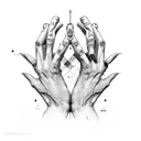 creation of adam hands tattoo design idea