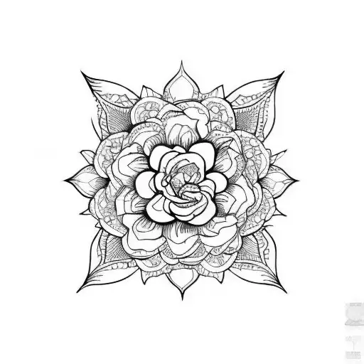 Geometric "Jasmine Flower And Single Japanese Word" Tattoo Idea
