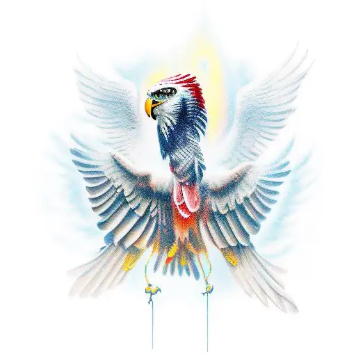 White hawk taking off tattoo design idea