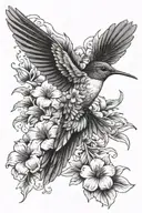 hummingbird and flowers tattoo design idea