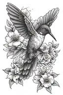 hummingbird and flowers tattoo design idea