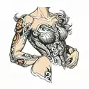 muscular female torso tattoo design idea