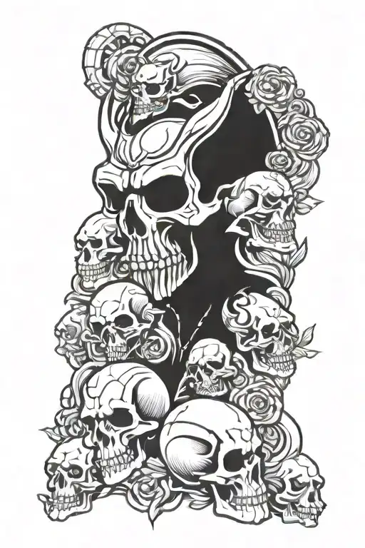 hellboy and Skulls tattoo design idea