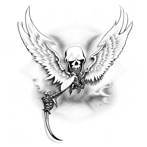Grim Reaper with wings and scyther tattoo design idea