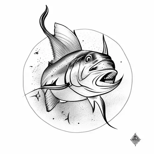 majestic marlin leaping out of the water tattoo design idea