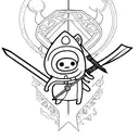 Finn's sword from Adventure Time with ribbon around it tattoo design idea