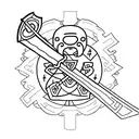 Finn's sword from Adventure Time with ribbon around it tattoo design idea