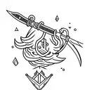 Finn's sword from Adventure Time with ribbon around it tattoo design idea