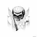 guns skull tattoo design idea