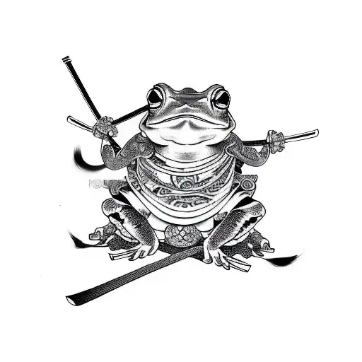samurai frog tattoo design idea