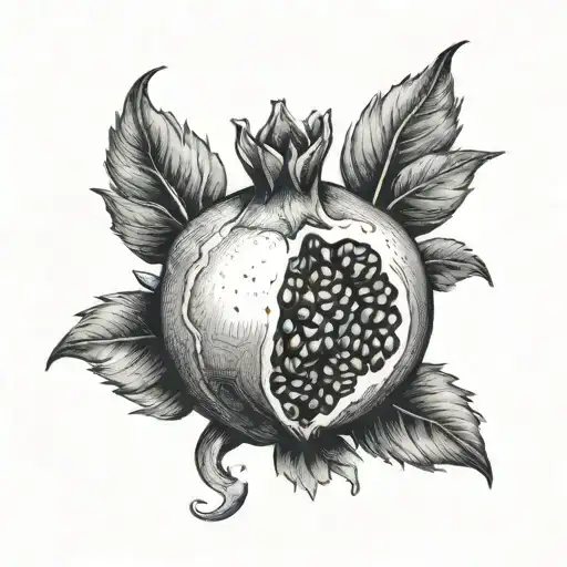 a pomegranate fruit tattoo design idea