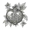 a pomegranade fruit tattoo design idea