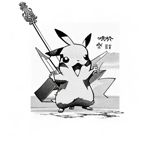 pikachu fight tattoo design idea