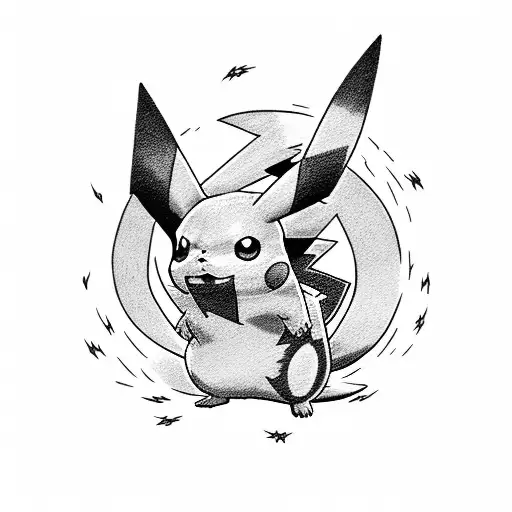 pikachu fight tattoo design idea