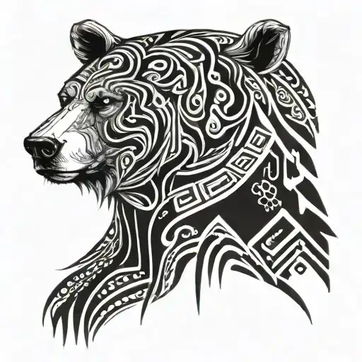  bear with pitch black eyes staring tattoo design idea