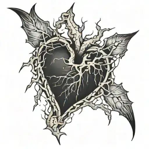 A filled black heart that appears to be cracking or breaking, with several cracks extending outward in different directi tattoo design idea