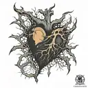 A filled black heart that appears to be cracking or breaking, with several cracks extending outward in different directi tattoo design idea