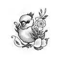 chick with flowers tattoo design idea