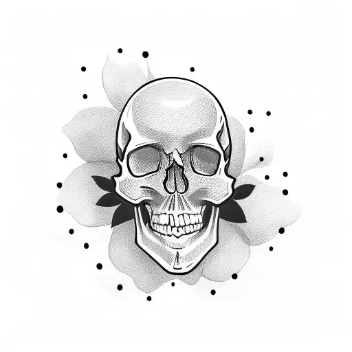 Cute skull in flower tattoo design idea
