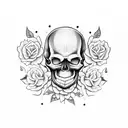 Cute skull in flower tattoo design idea