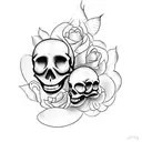 Cute skull in flower tattoo design idea