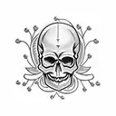 Cute skull in flower tattoo design idea