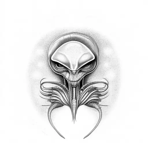 tim burton style alien throat tattoo tattoo design idea