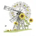 sunflowers windmill  tattoo design idea